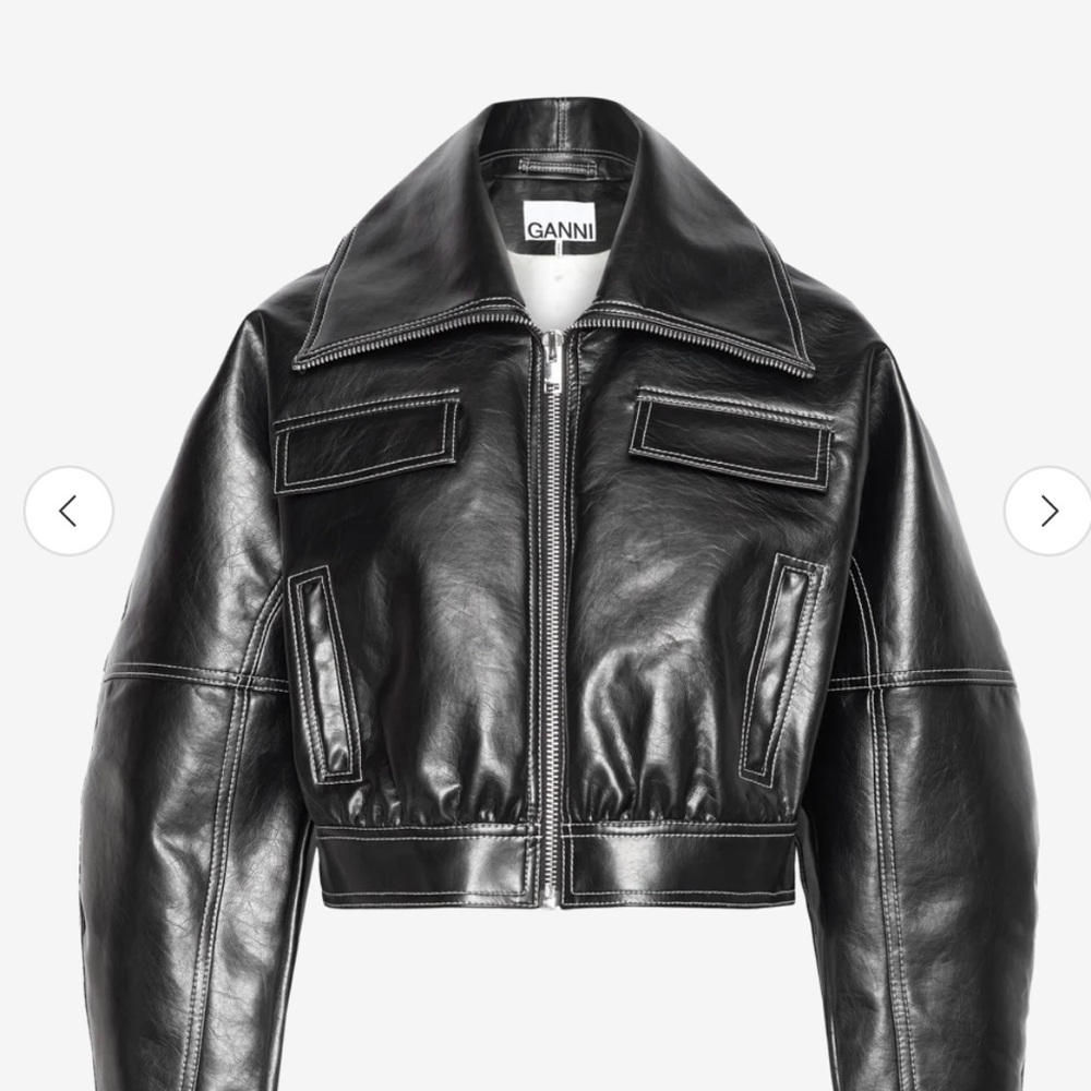 Ganni Women's Black Leather Jacket - Picture 2 of 5